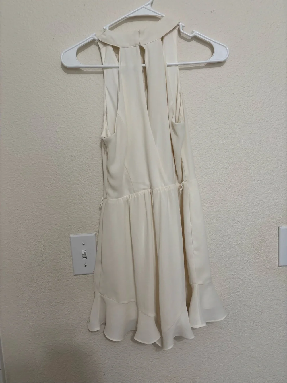 Express Cream Ruffle-Front Mini Dress - Picture 3 of 7